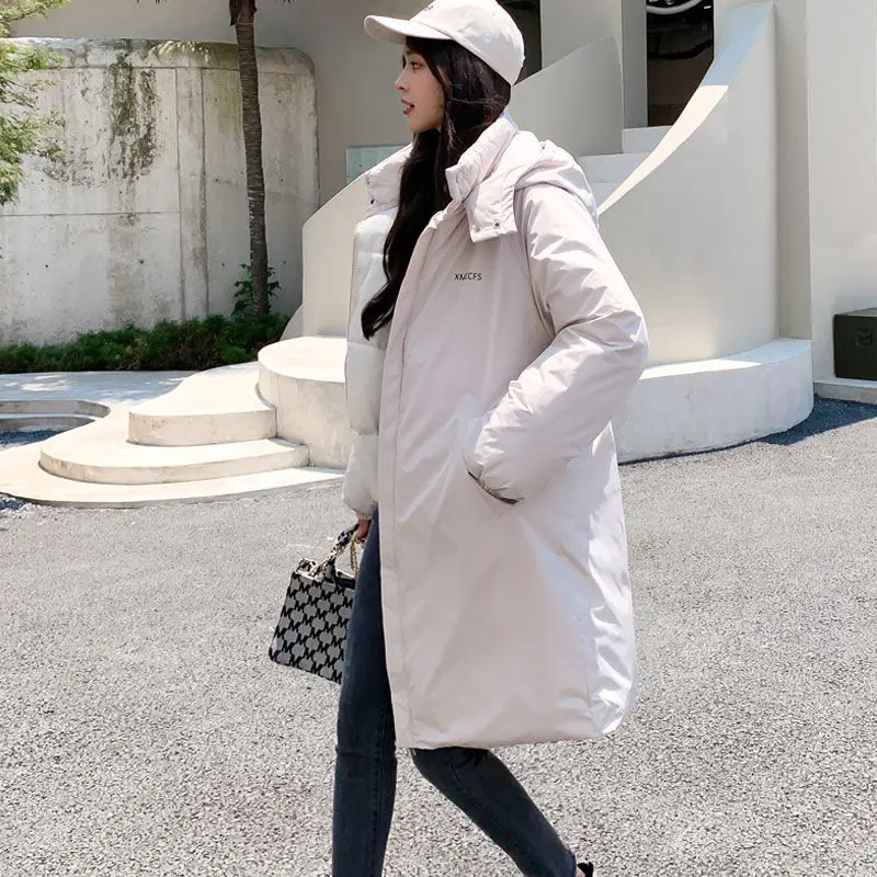 Mid-length Cotton-padded Jacket 2022 New Coat Women's Winter Korean Sports Style Jacket Parker Pattern Puffer Jacket
