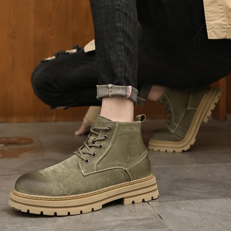 Мужские ботинки челси Водонепроницаемые кожаные Повседневные высокие на