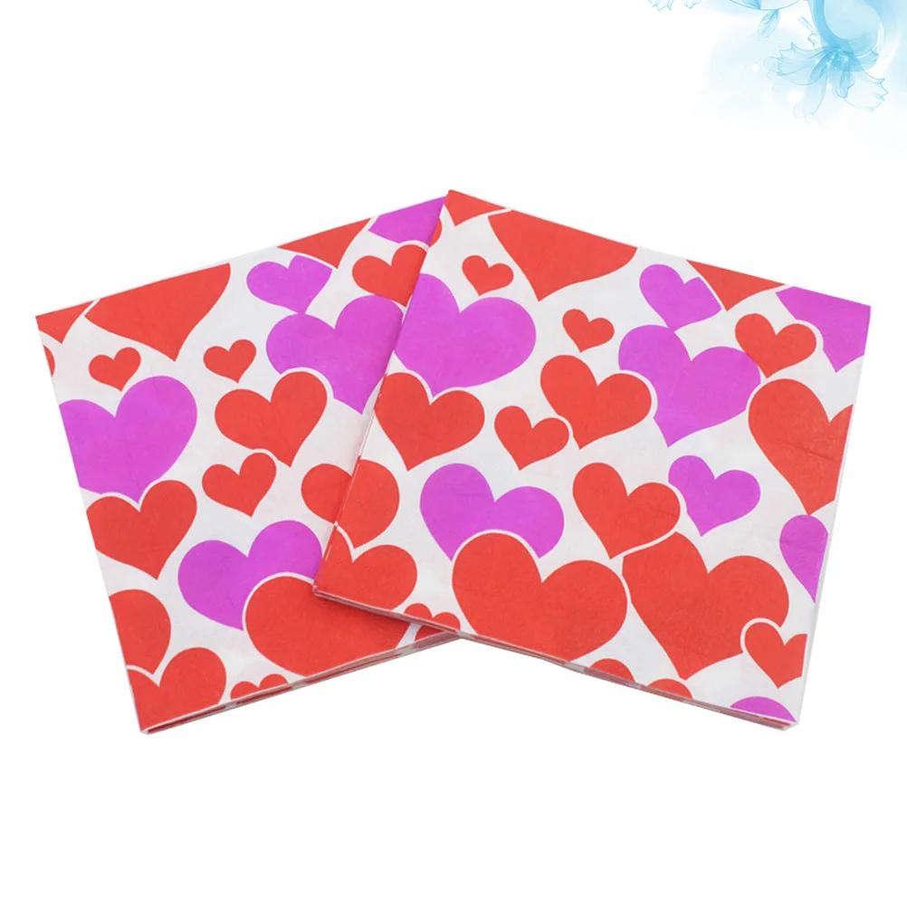 

40pcs Heart Printed Napkins Portable Facial Tissue Valentine's Day Paper Towel for Wedding