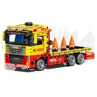 city technique rescue trailer truck block diy 785pcs road engineering vehicle building brick toy for boy children