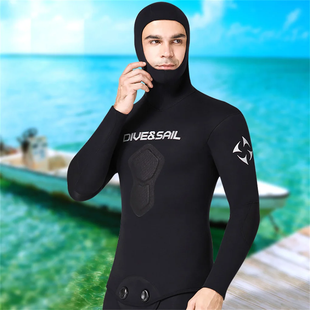 

1.5MM Hoodies Bathing Suit Split Long Sleeve Two-piece Warm Swimsuit Snorkel Set Quick Dry for Surfing Swimming XL