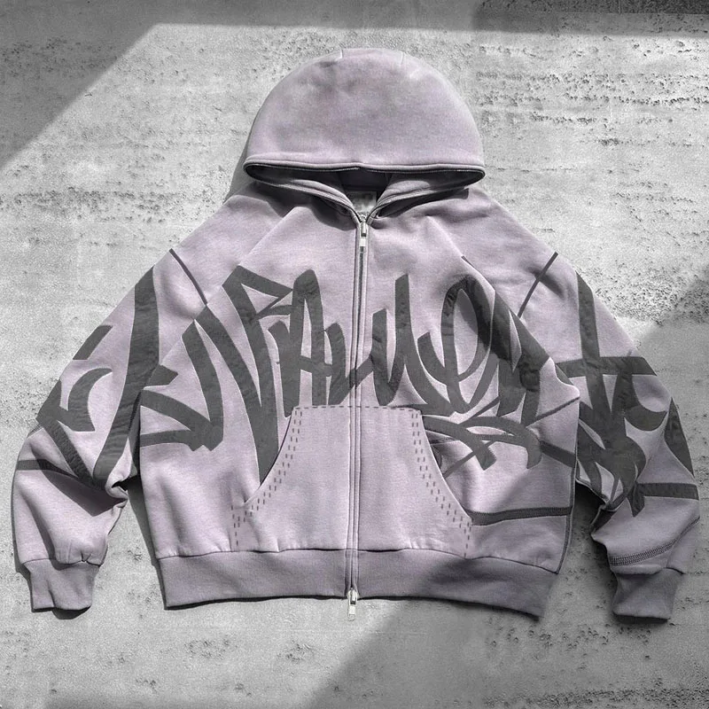 

Y2k Hoodie Graffiti Printing Sweatshirts 2000s Goth Hoodies Women Grunge Hooded Jacket Streetwear Woman Clothing Hooded Zip-up