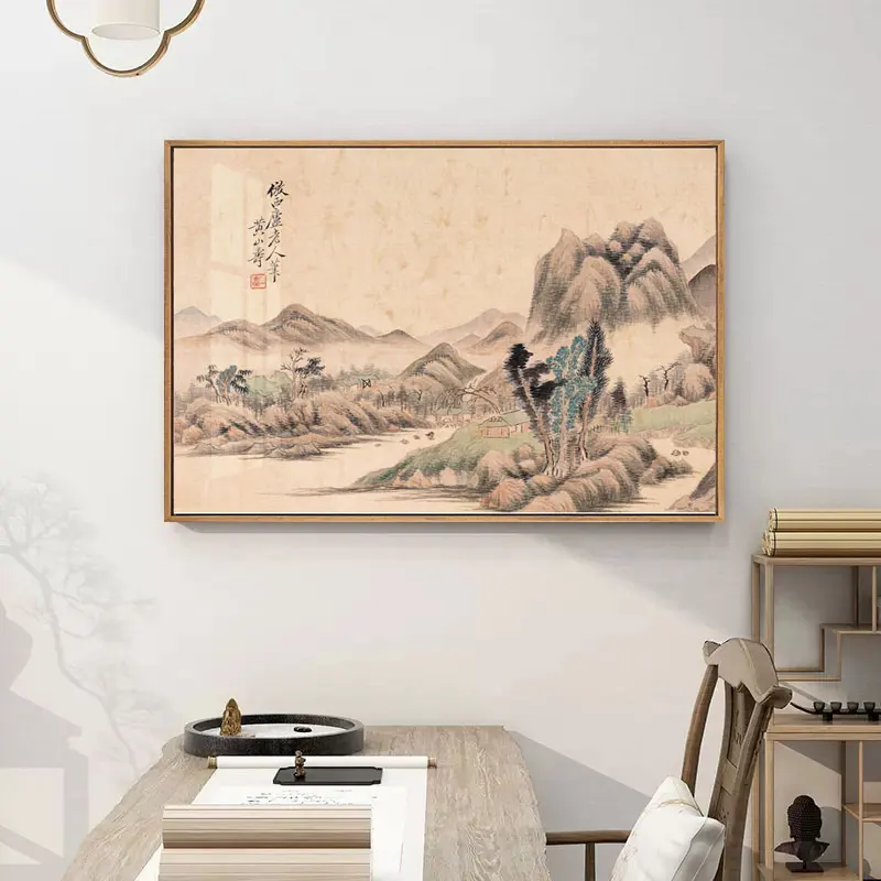 Винтажный китайский пейзаж стиль холст прикроватное украшение настенная