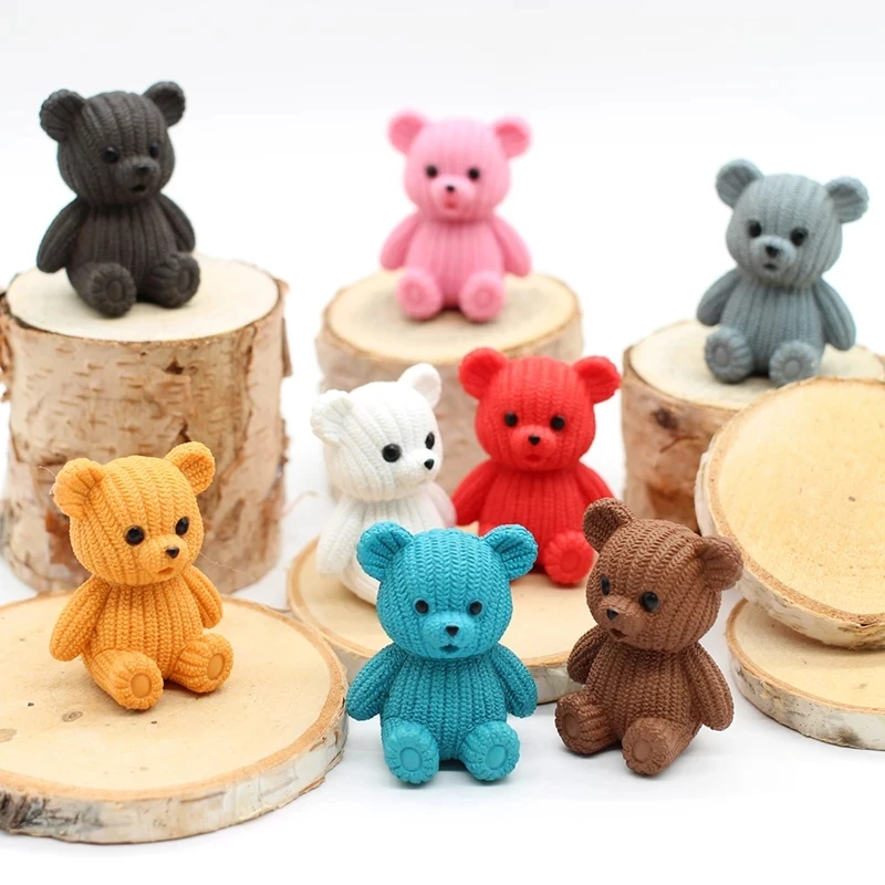 

New 10Pcs Gifts Crafts Ornaments Cute Plastic Teddy Bear Miniature Fairy Easter Animal Garden Figurines Decoration Accessories