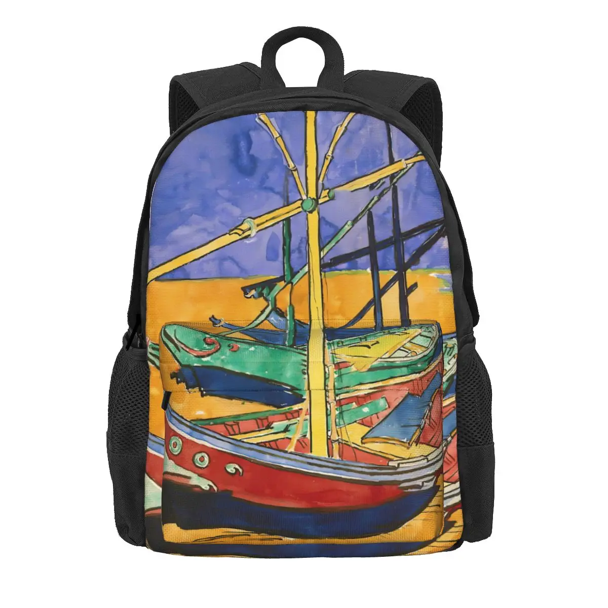 

Vincent Van Gogh Backpack Fishing Boats University Backpacks Student Unisex Fashion School Bags Quality Lightweight Rucksack