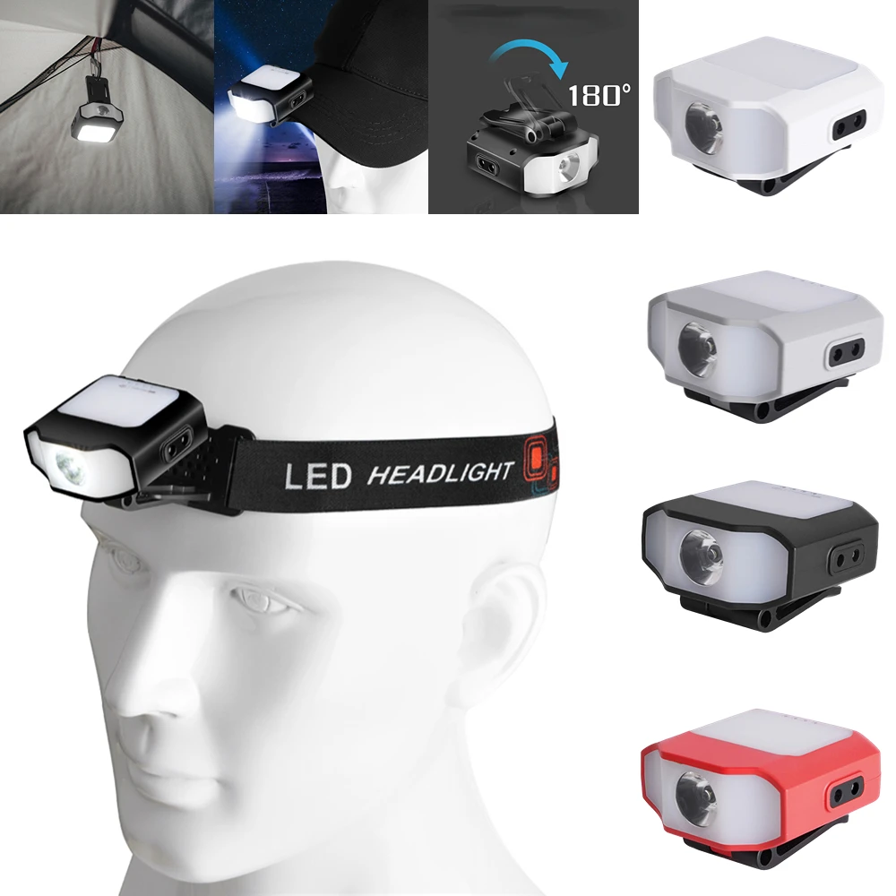 

Sensor Hat Clip Light Headlight COB LED Outdoor Camping Running Fishing Headlamp Inductive Head Cap Hat Light Clip on Lights