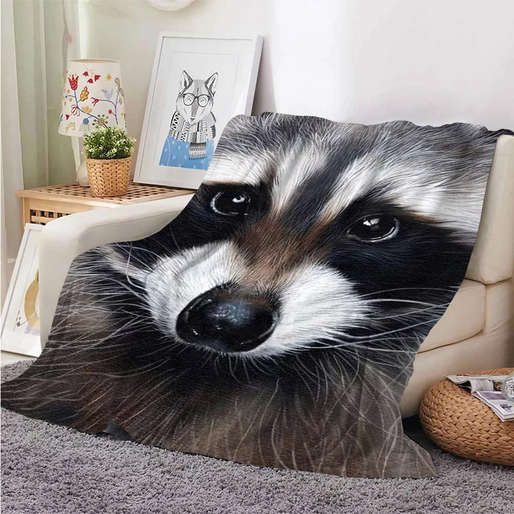 

CLOOCL Animals Flannel Blankets Funny Cute Raccoon Throw Blanket 3D Printed Keep Warm Office Nap Air Conditioner Quilts