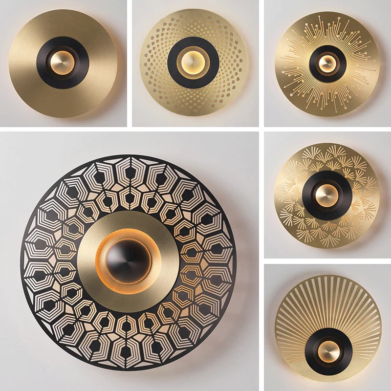 Креативный резной настенный светильник с отверстиями из меди декоративное