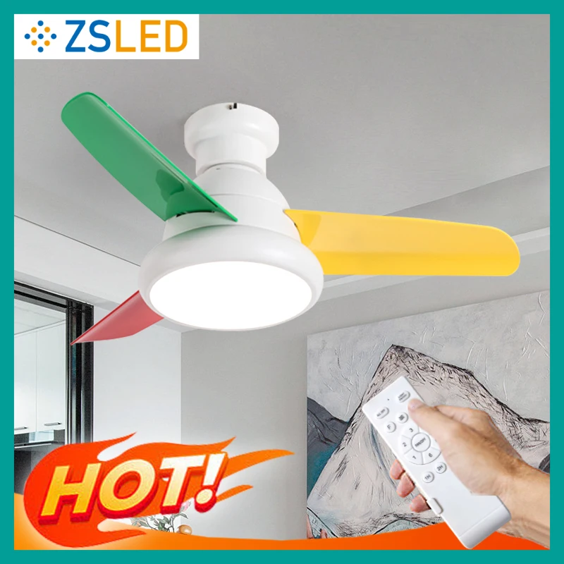 

Children's Ceiling Fan Bedroom Lamp Chandelier Kids Room Lighting Home Fans With Light And Silent Remote Control 220 Volt Lamps