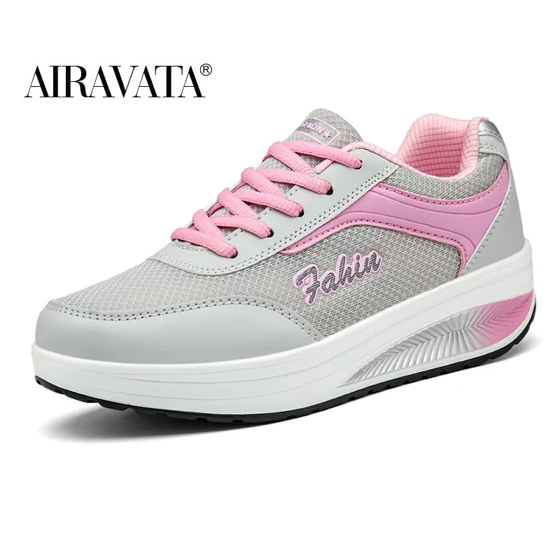 Women Shake Shoes Cushioned Walking Shoes Comfortable Height Increasing Wedge Heel Sneakers