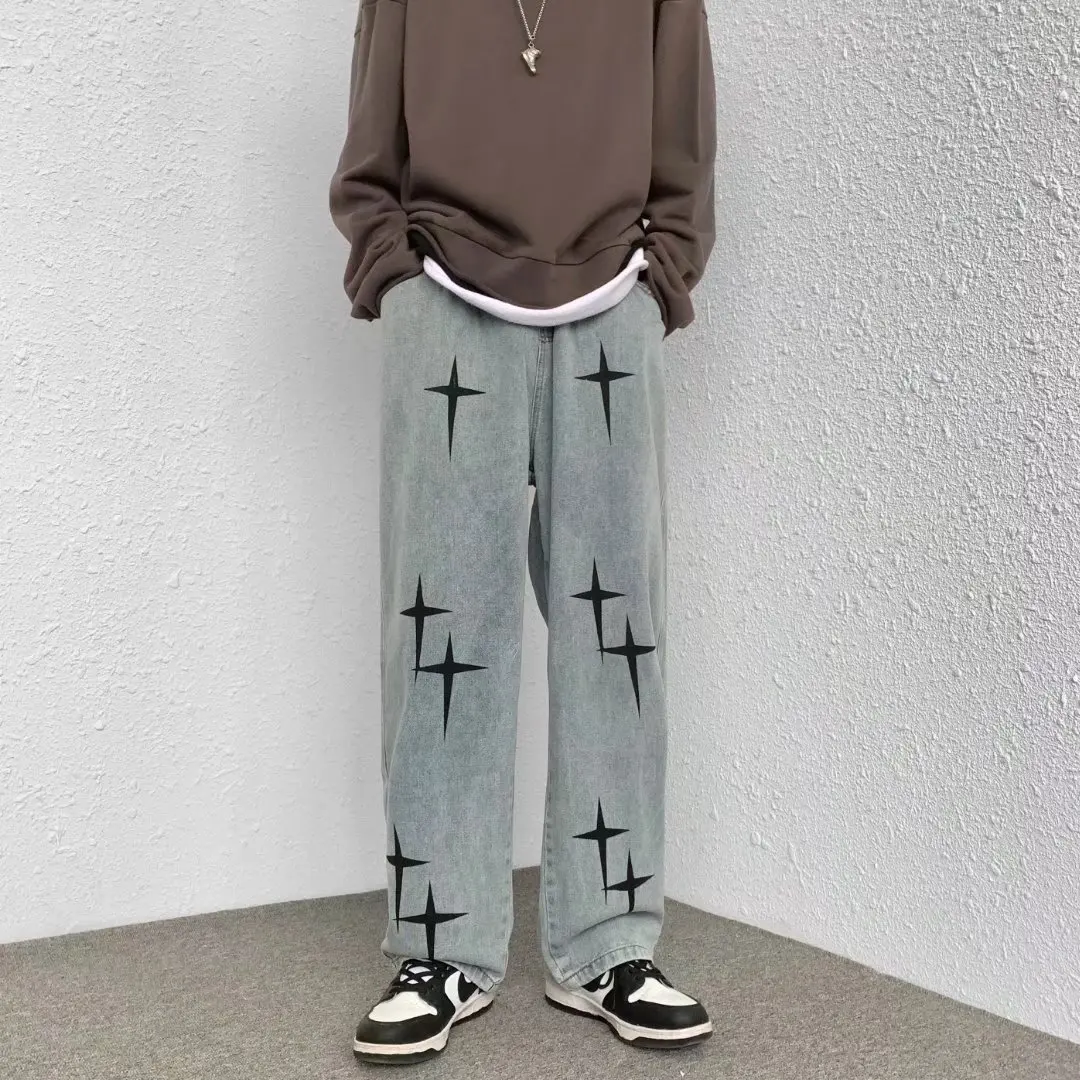 

Брюки-карго мужские в стиле хип-хоп, джинсы повседневные, эластичные свободные прямые штаны, одежда на осень и весну