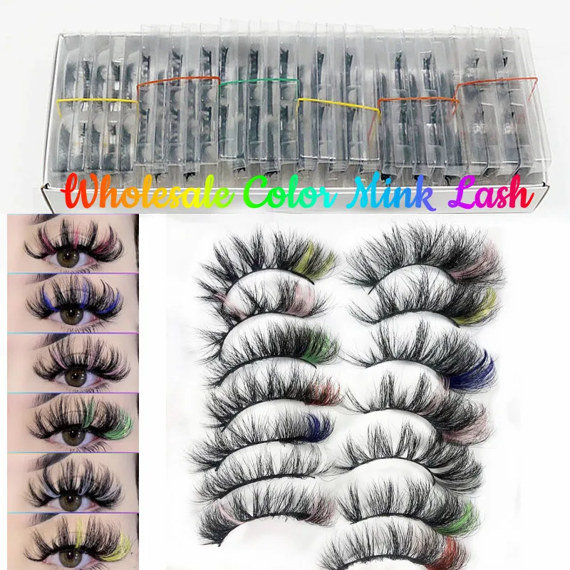 

Color Mink Lashes Wholesale 5/10/20/50 3D Colored Eyelashes Luxury Dramatic 100% Cruelty Free In Bulk Colorful false lashes