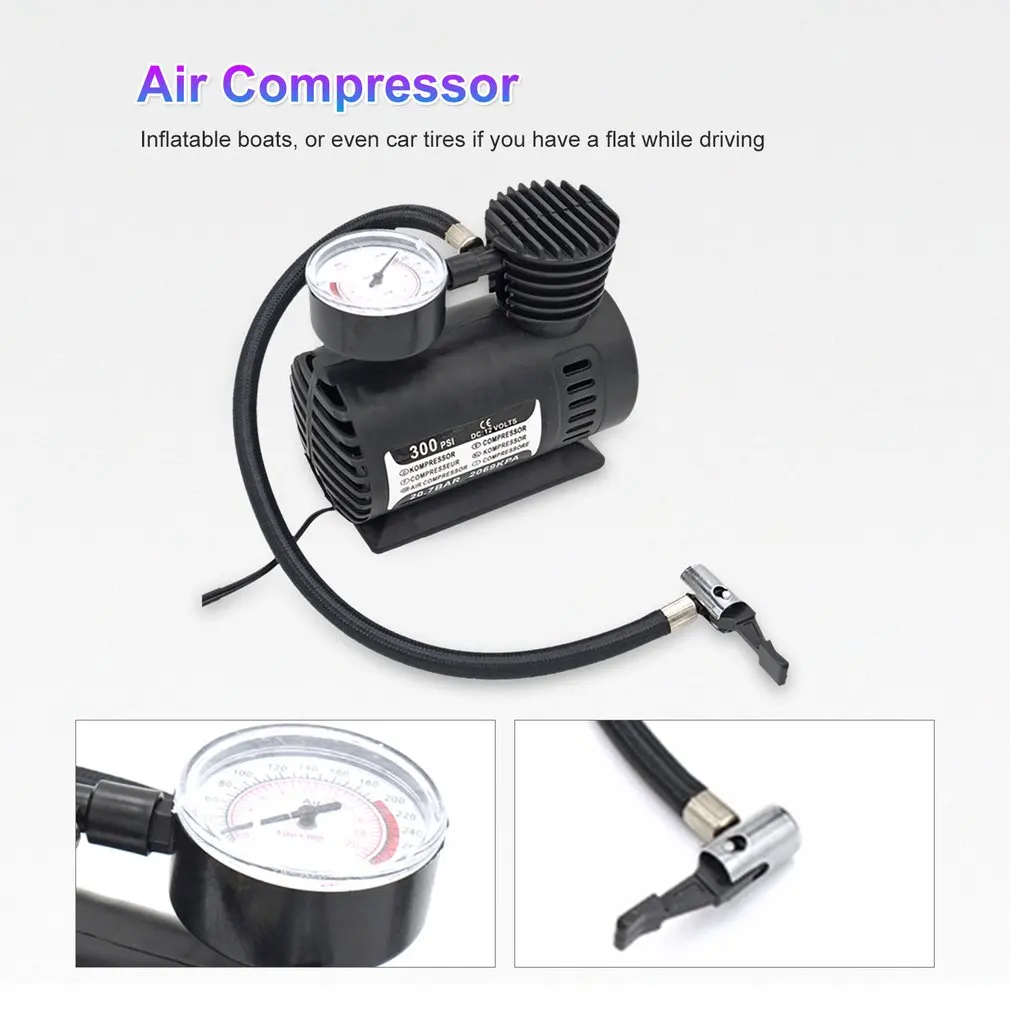 

Mini Air Compressor Electric Pump Automotive Durable Vehicle Air Pump 300 PSI Tire Inflator Pump DC 12V Single Cylinder Car Part