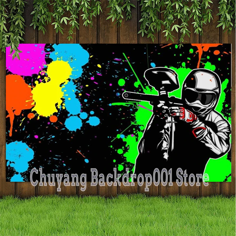 Colorful Painting Background Shooting Game Photography Backdrop Theme Party Wallpaper Photo Booth Props