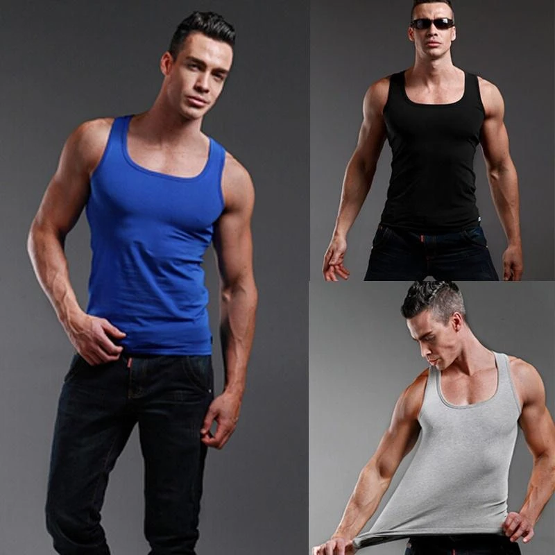 

Men's Square Neck Vest Korean Style Thin Fit Tight Sports Cotton Vest Summer