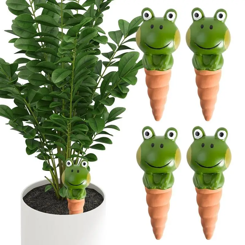 

Self Watering Stakes 4PCS Automatic Frog Shape Breathable Clay Waterer Cute Waterer For Vegetables Flowers Vacations Watering