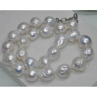 good 11 14mm natural real huge south sea white baroque pearl nelace