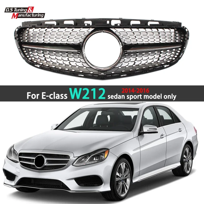 Глянцевая черная передняя гоночная решетка бампера для Mercedes E-class W212 Sedan 4-Door 2014 2015