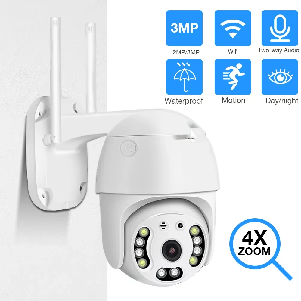 

Sdeter Outside Cameras Security Wireless Wifi PTZ IP Outdoor Night Vision Cam Smart Weatherproof CCTV P2P Surveillance System