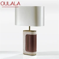 oulala postmodern table lamp led simple fashion bedside desk light vintage leather decor for home living room bedroom