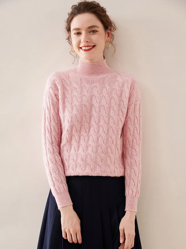 100% кашемировая вязаная одежда женский зимний свитер винтажный стиль базовый