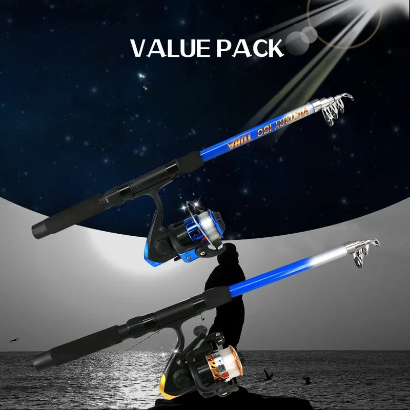 Рыболовная удочка полный комплект телескопическая спиннинговая катушка 1 8 м