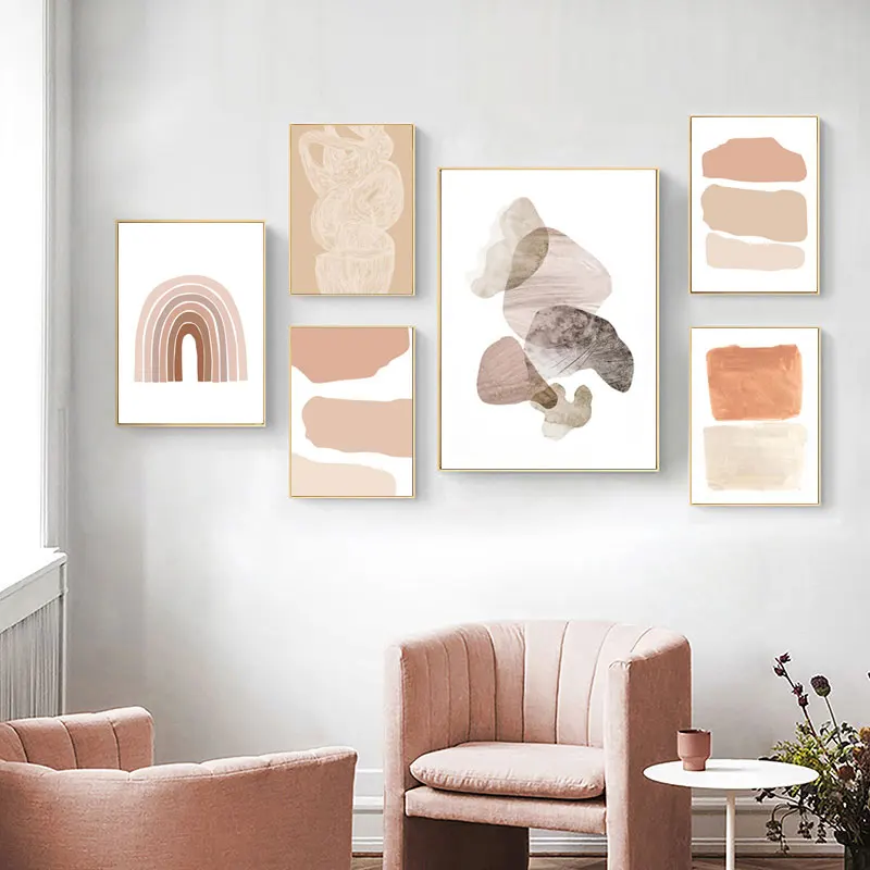 

Абстрактный принт в стиле бохо, современные минималистичные плакаты и принты, Геометрическая цветная Настенная картина для гостиной, спальни, украшение для дома