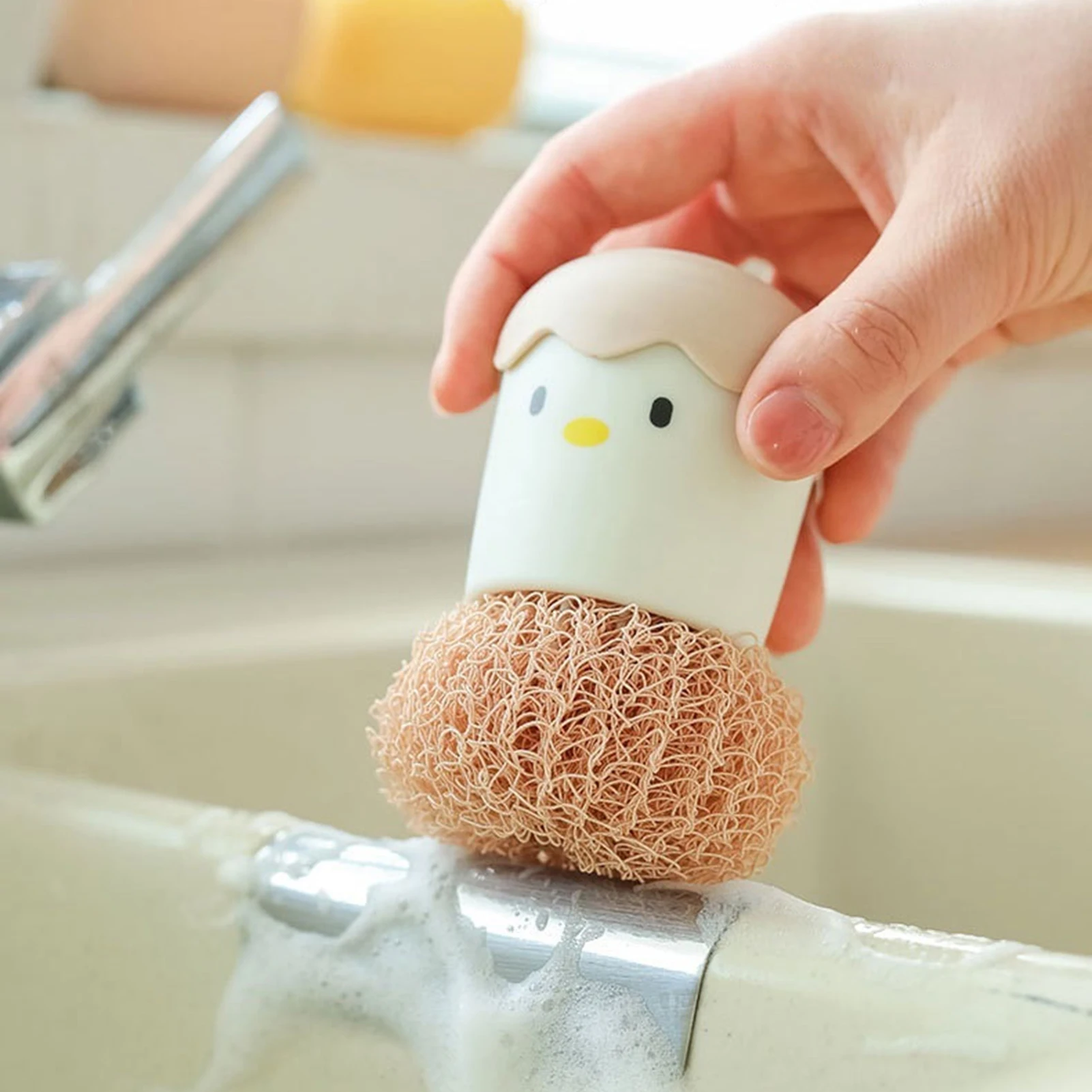 

Cute Egg Kitchen Cleaning Brush Dishwashing Brush Fruit Vegetable Cleaning Brushes Degreasing Pot Pan Sponge Scouring Pads