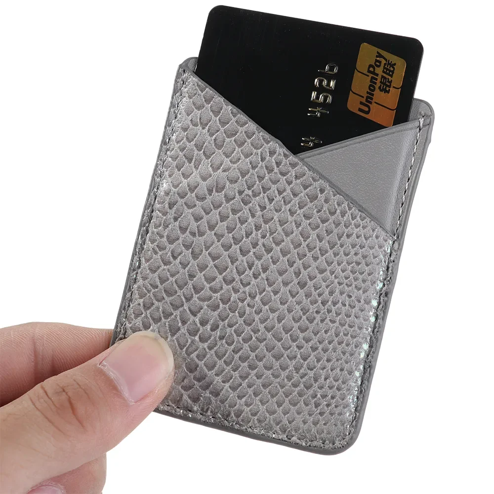New Adhesive Sticker Back Solid Phone Card Holder Stick On Leather Mini Secure Double-deck Universal Inserting Case Pocket