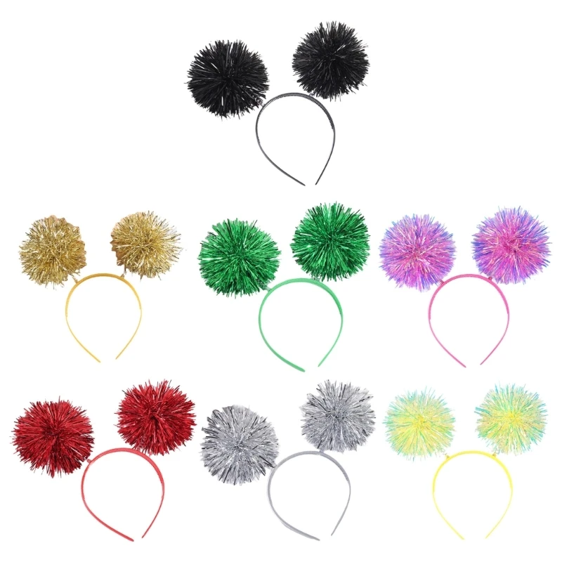 

Tinsel Bouncing Ball Shape Hair Hoop Women New Year Headband Makeup Hair Decors