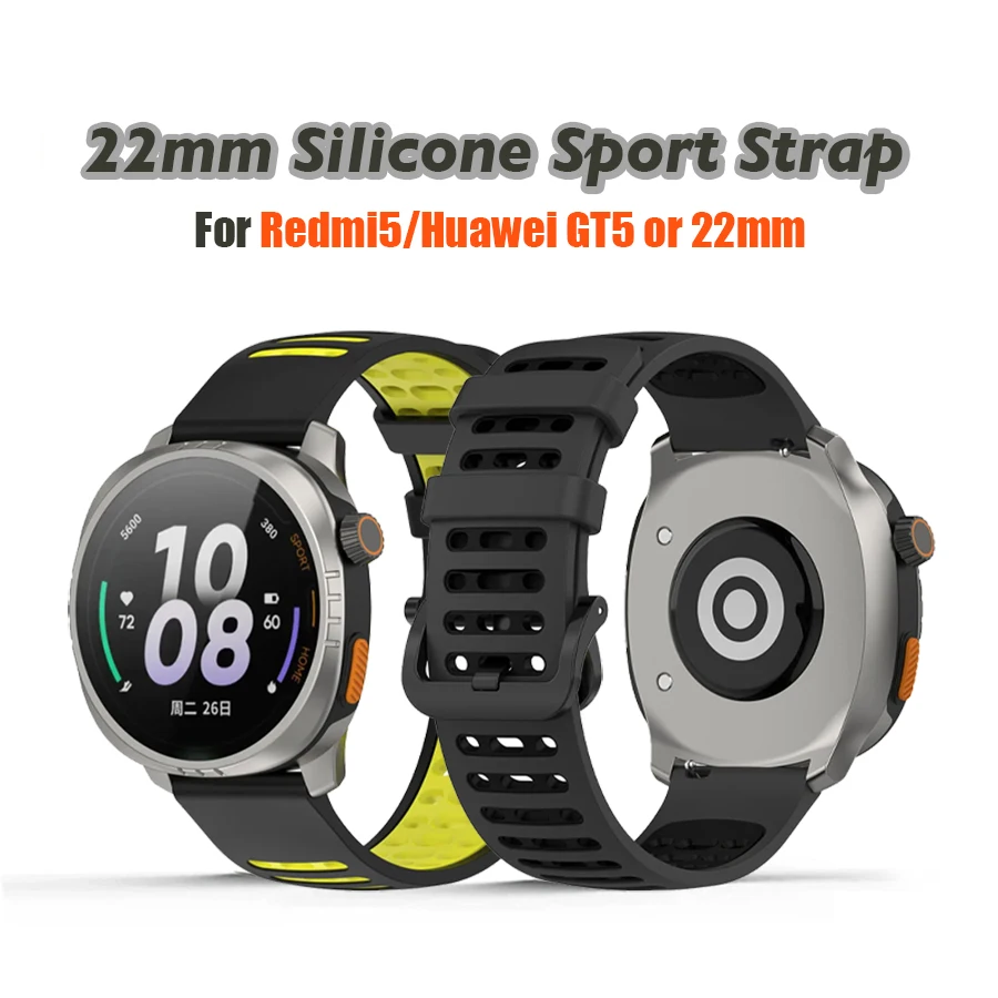 22mm Silicone Watchband For Redmi Watch 5 Active / Lite Strap Bracelet Xiaomi S4 Sport S3 S2 2 pro S1 Pro Color2 Band