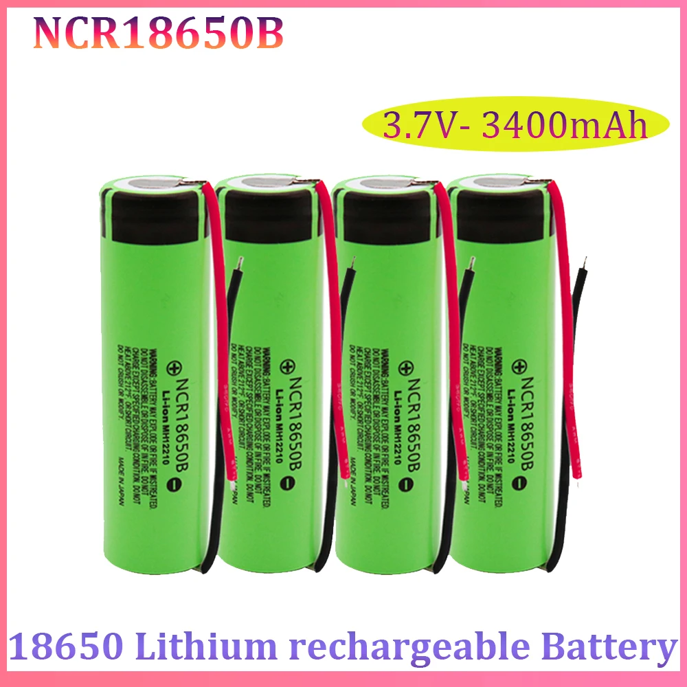 

NCR18650B Li-ion Rechargeable Battery 3.7v 3400mAh 18650 LED Electric Scooter Energy Storage Solar Battery with Solder Tabs