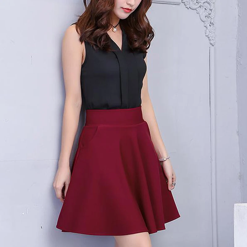 

A-line Mini Anti-lightening Skirt Pants High Waist Skirt Ladies Pocket Short Skirts Feminina Spring Summer Style Women Skirt