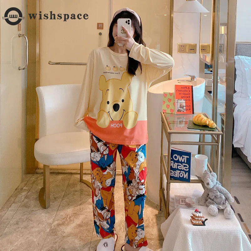 

Пижама женская свободного покроя с длинным рукавом и круглым вырезом