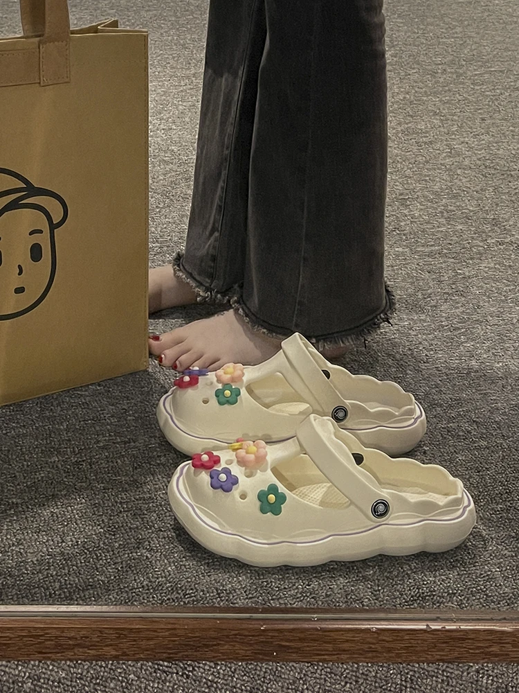 

Женские босоножки на плоской подошве, бежевые универсальные удобные сандалии на толстом каблуке, без каблука, лето 2023