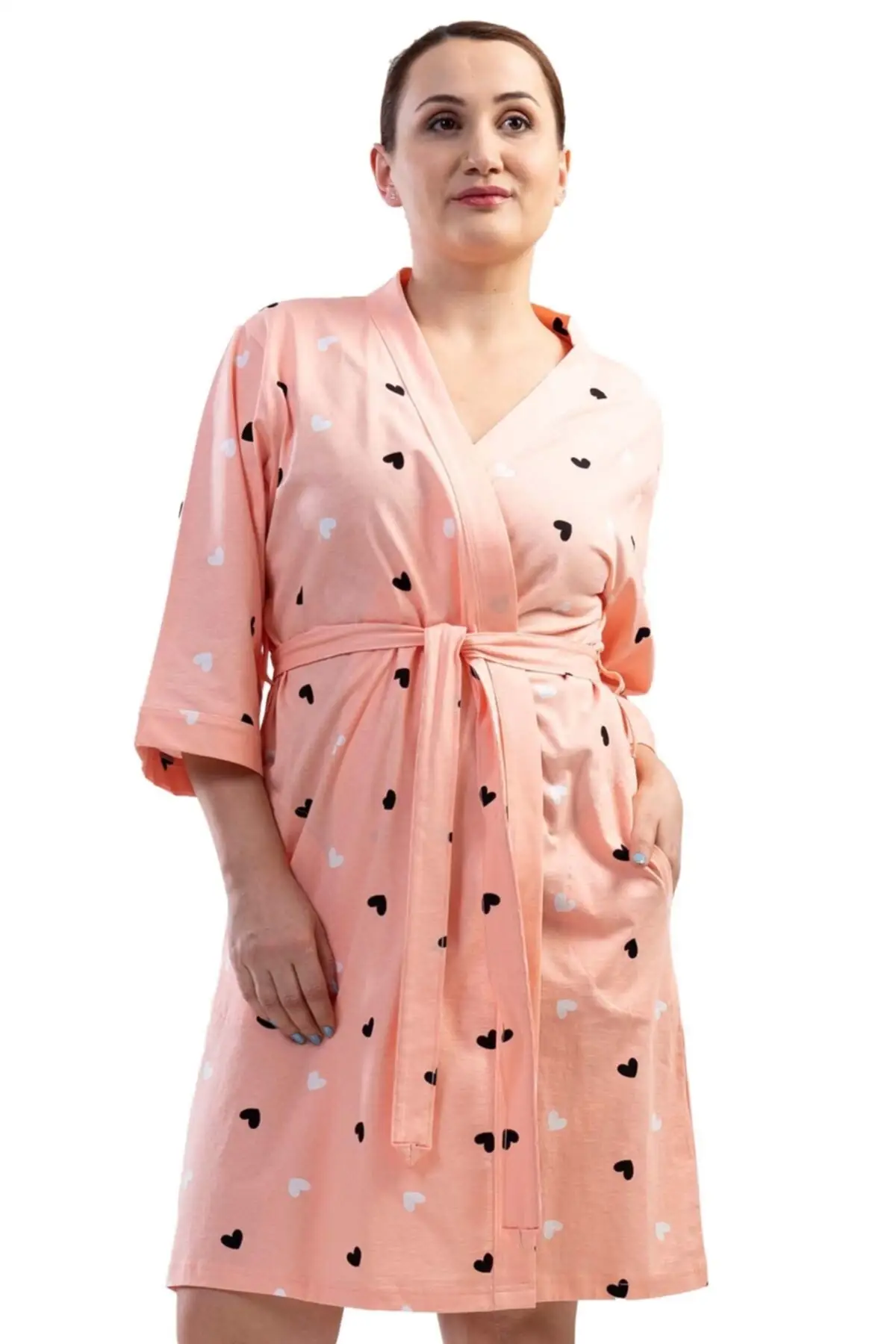 

Dressing Gown Cotton Large Size 3/4 Sleeve Fashion Robe Robe Robe Sexy Peignoir Kimono Bride Sleepwear Night Gown