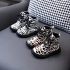 Ботинки-мартинсы детские с леопардовым принтом и зеброй, на шнуровке, 21-30