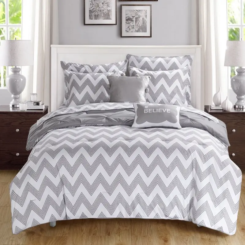 

Foxville 9 Piece Reversible Pinch Pleat Comforter Set, Full, Grey