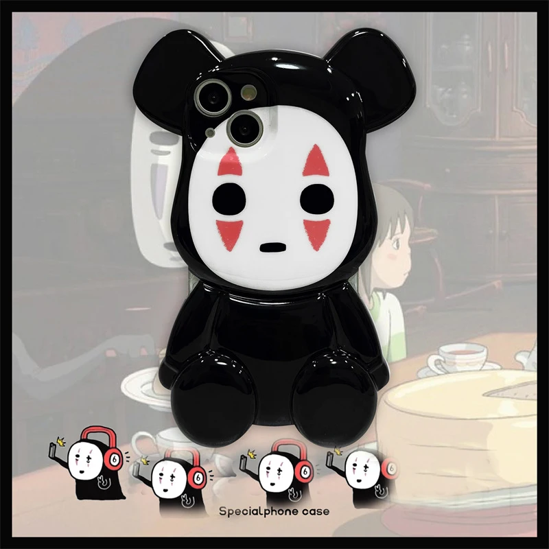 

Fashion Trend Cartoon Comic Cute Bear Faceless Ghost Cover for IPhone 11 12 13 Pro X XR XS Shockproof Phone Case IPhone 13 Case