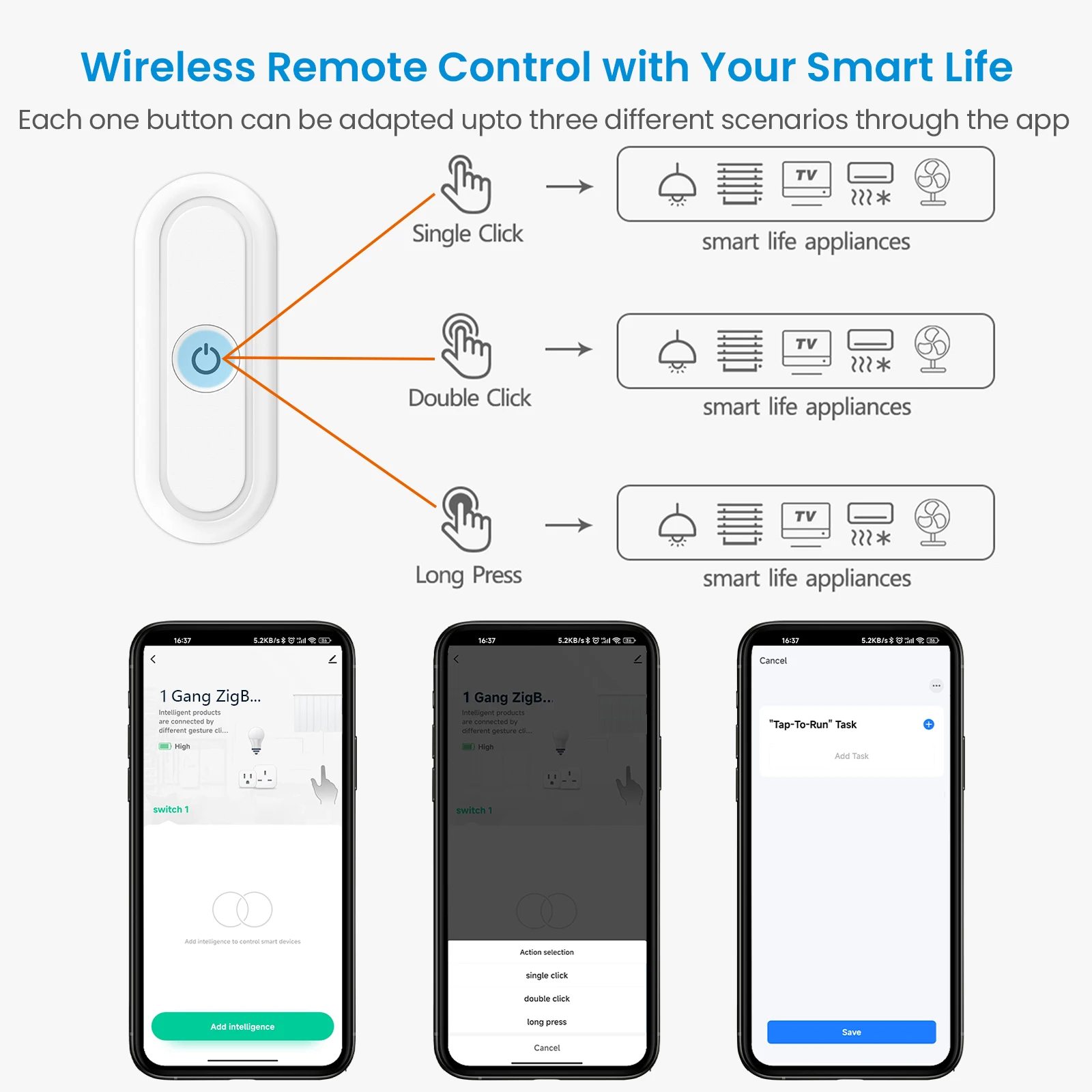 Фото LoraTap Tuya Smart Life ZigBee 1-канальный пульт дистанционного управления с кронштейном, миниатюрный размер, поддержка множества смарт-сценариев взаимодействия. №3