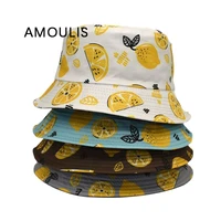 amoulis bucket hat for women fashion fruit print sun hat casual sun protection double sided fisherman hat summer caps unisex