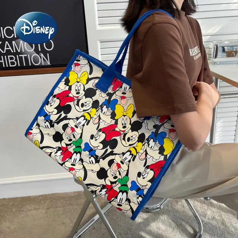 Disney Mickey New Women's Shoulder Bag Luxury Brand Women's Handbag Cartoon Fashion Canvas Tote Bag Large Capacity High Quality
