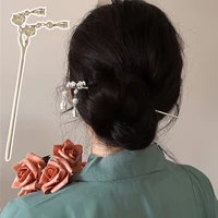 retro chinese style metal flower long tassel hairpin female simple modern ancient style hairpin cheongsam hanfu hairpin headwear
