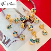 kissflower ac05 wholesale fashion girl friend party birthday wedding gift dolphin turtle diy enamel bead charm forbracelet 1pc