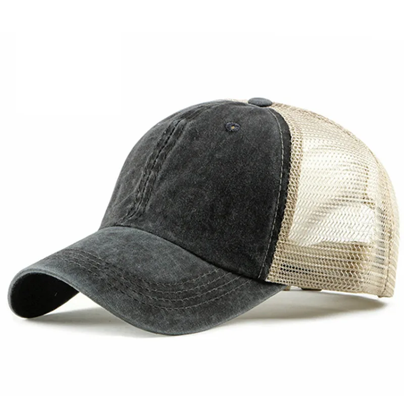 

XdanqinX Summer Breathable Mesh Hats For Men Women Cotton Baseball Caps Snapback Cap Adjustable Size Sunscreen Couple Sports Cap