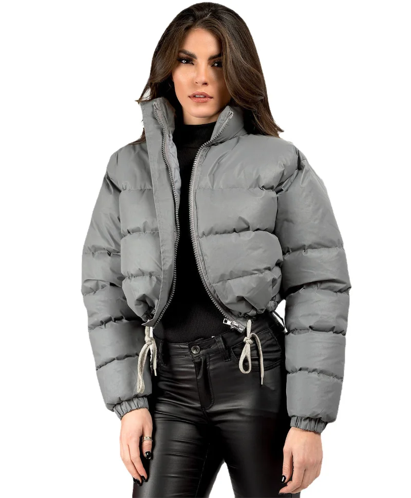 2022 Hot Selling Women's Cotton Jacket, Solid Color, Long Sleeved Bread Jacket, Short Warm Down Jacket for Europe and America