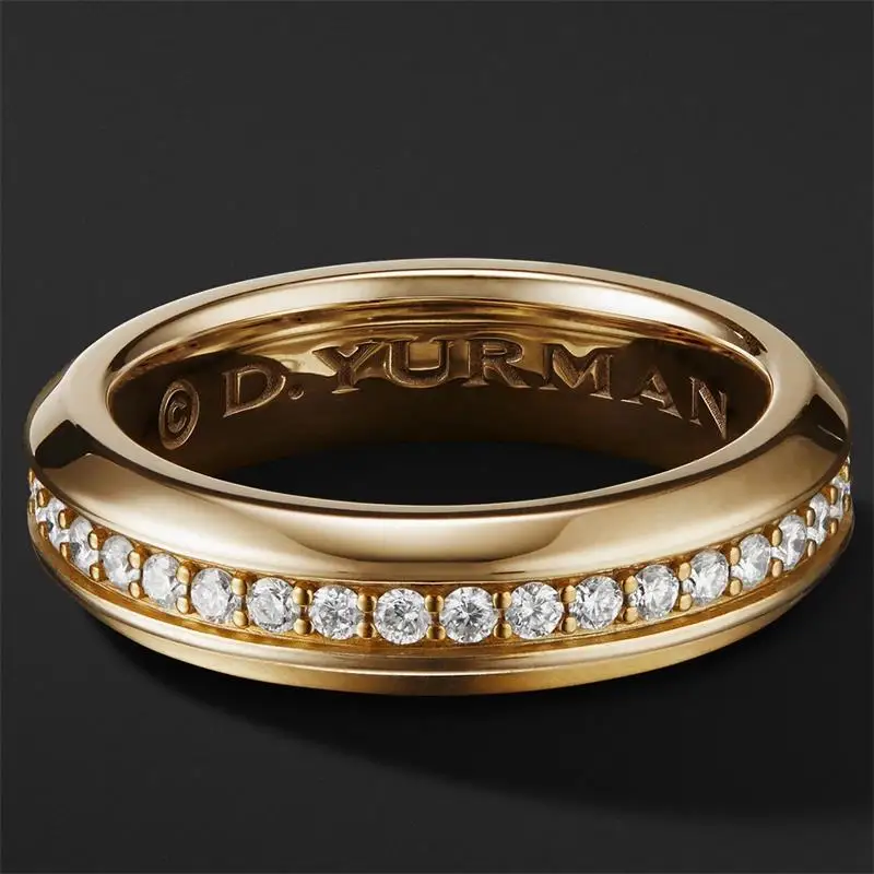 

David Yurman Rings STREAMLINE BAND RING IN SILVER 925 PLATED 18K YELLOW GOLD WITH PAVÉ DIAMONDS