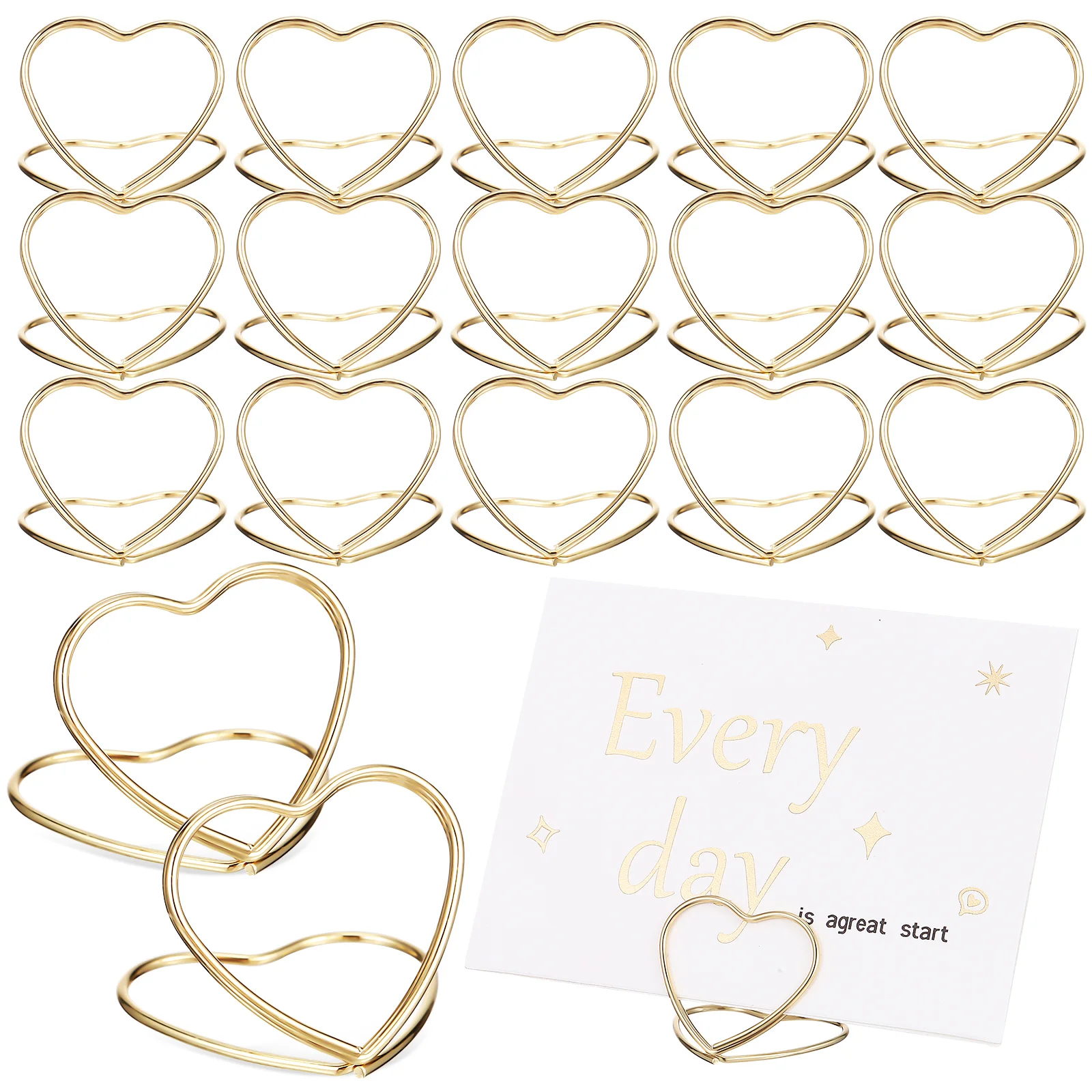 

48 Pcs Card Holders Heart Place Card Holders Desk Picture Stands Memo Clips for Holiday Wedding
