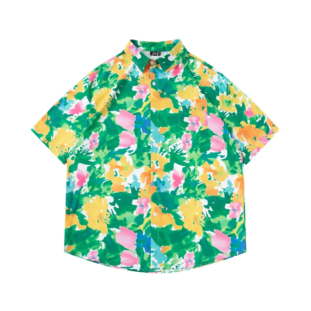 

OSCN7 Casual Printed Short Sleeve Shirt Men Street 2022 Hawaii Beach Oversize Women Fashion Harujuku Shirts for Men D2266