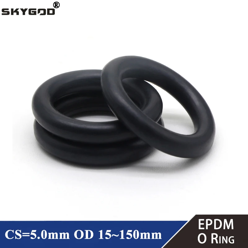 

10Pcs EPDM o Rings CS 5mm OD 15 ~ 150mm Acid and Alkali Resistance Water Resistance Friction Resistance o-ring Black